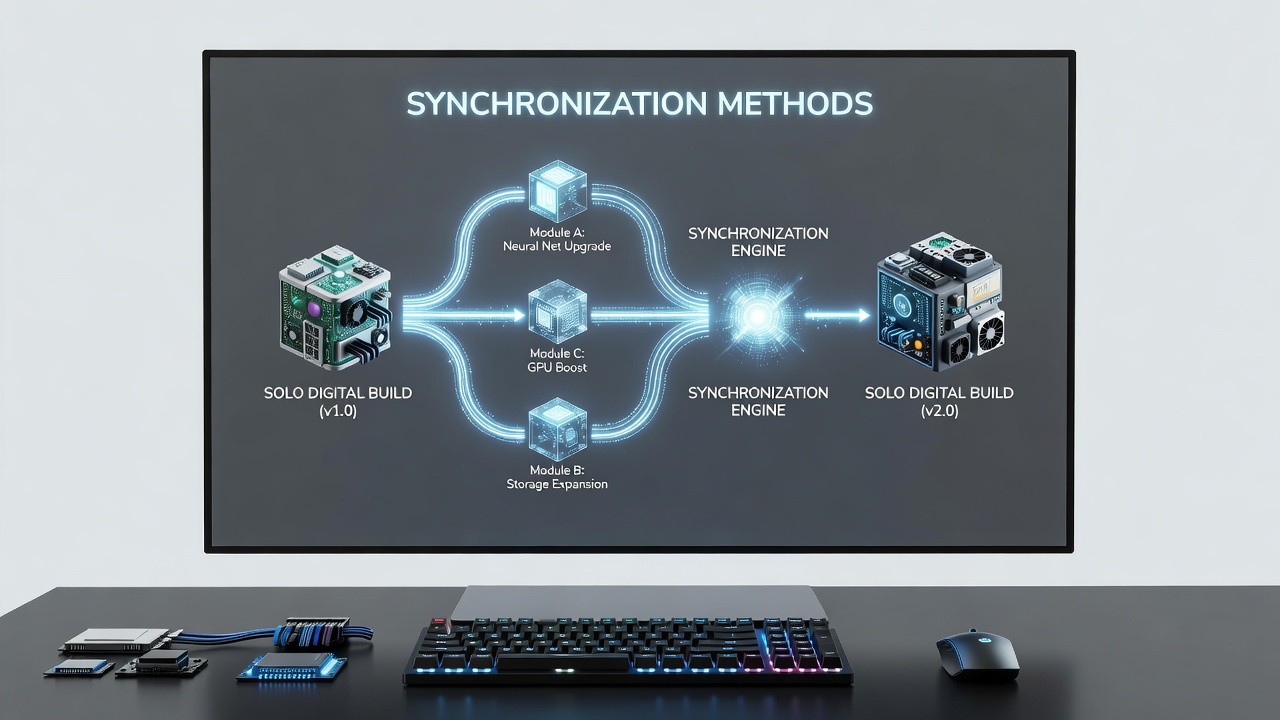 Performance dashboard displaying sync latency and component update times for an evolving solo digital project